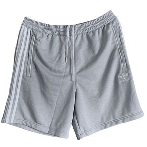 Adidas Shorts French Terry 3-Stripe 19” Bermudas Grey/White Size Large N…